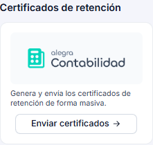 Card de certificados de retención