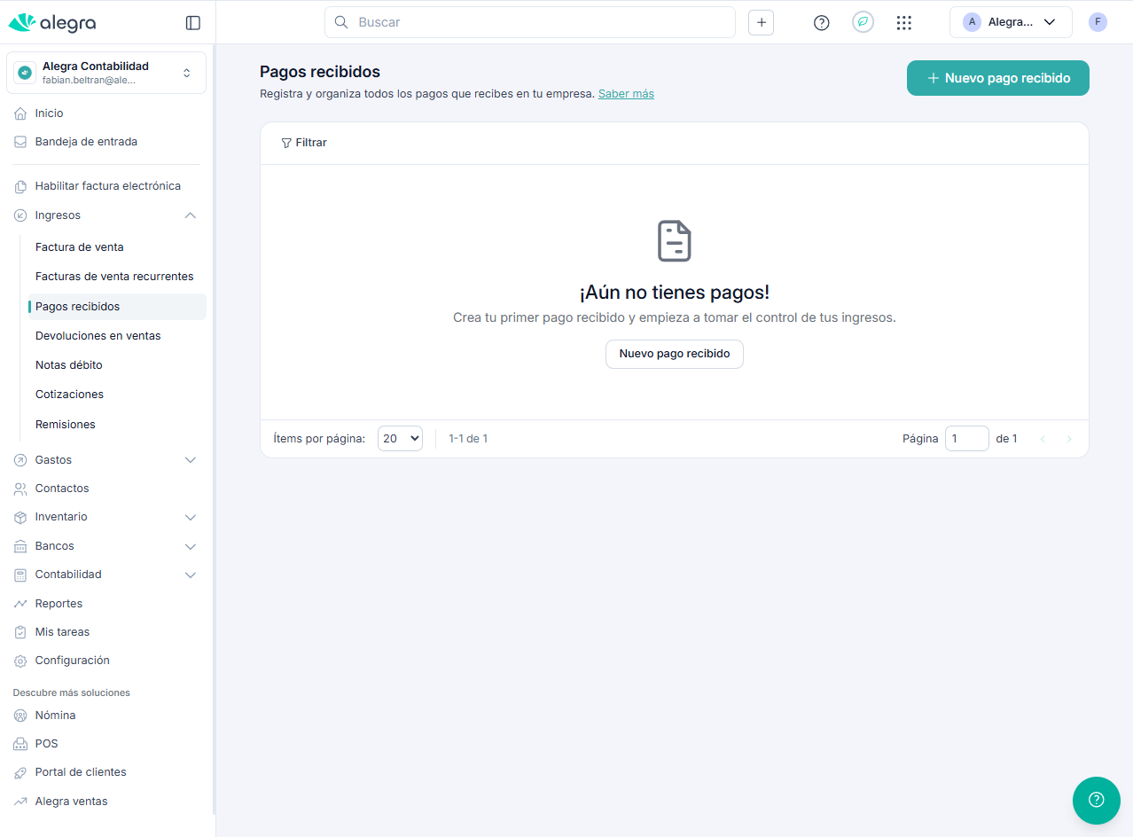 Vista de la pantalla donde se pueden realizar los pagos y verificar la notificación de pagos