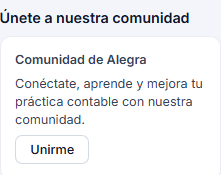 Card de Comunidad de Alegra
