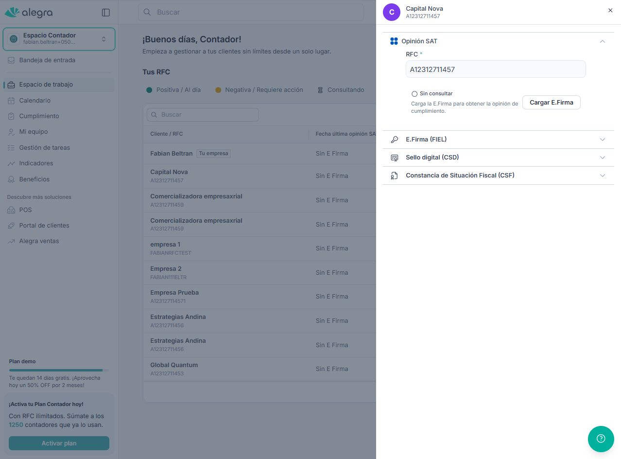 Sección de carga de documentos